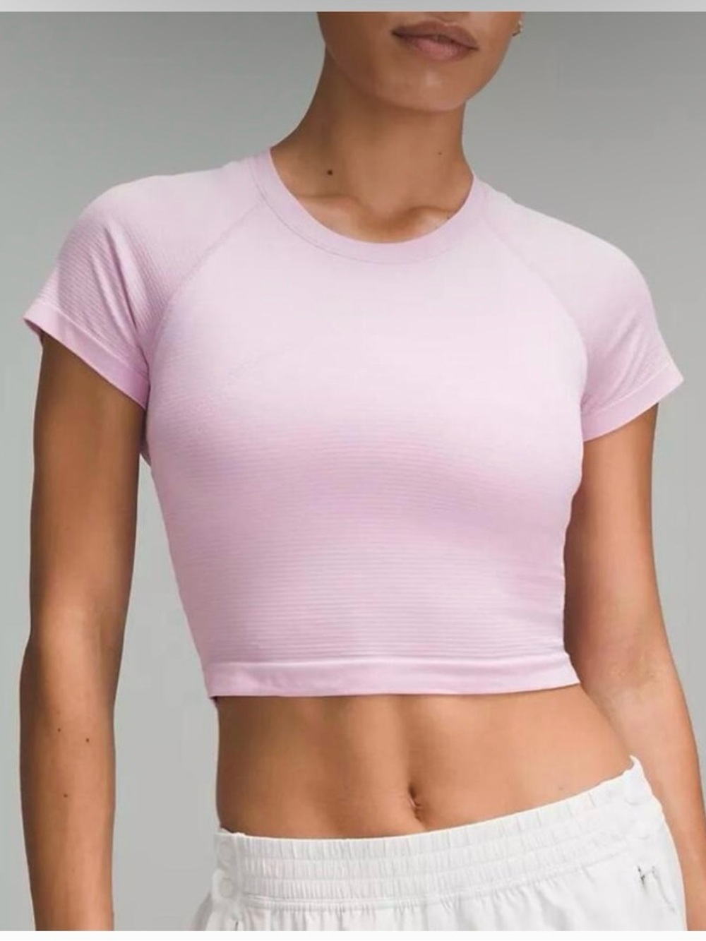 Swiftly tech lululemon athletica Ribbed Short-Sleeve Crop Top - Light Pink